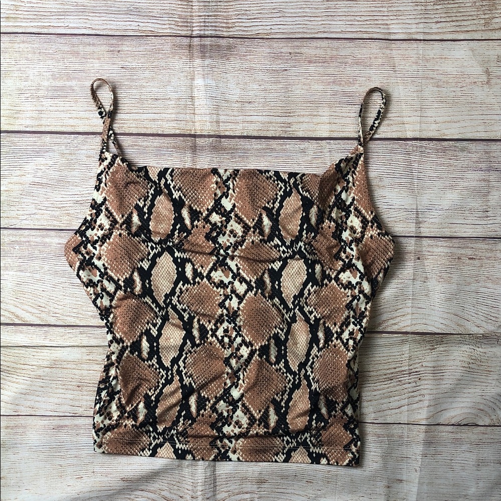 Urban Outfitters Tan Snakeskin Print Cowl Neck Tank Going out, Indie Sleaze